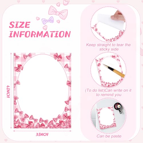Gilprop 24 Pack Bee Sticky Notes 3x4 Inch, Honeybee Memo Pads, Pink Bow - style: Pink Bow