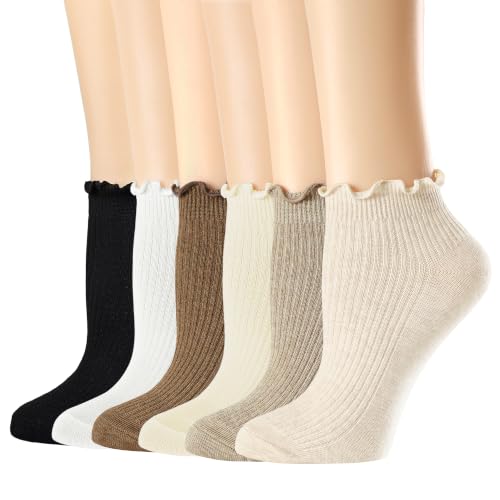 Mcool Mary Womens Ankle Ruffle Socks 6 Pack - color: Fall, size: 5-9