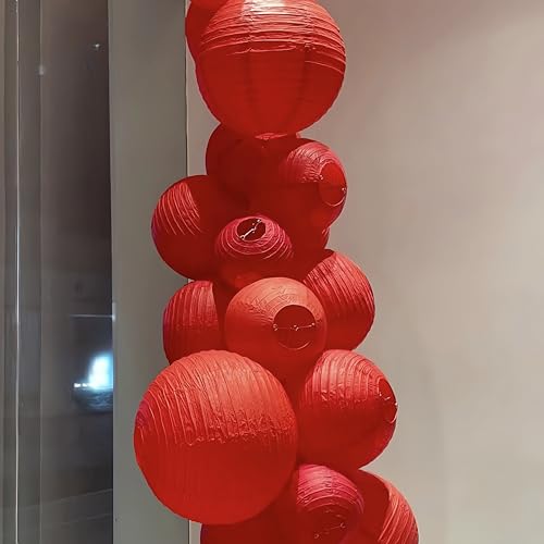 Red Paper Lanterns 10pcs Party Hanging Decorations for Xmas Hanging Decorations Ball Lanterns Lamps Parties Wedding Birthday - color: Red