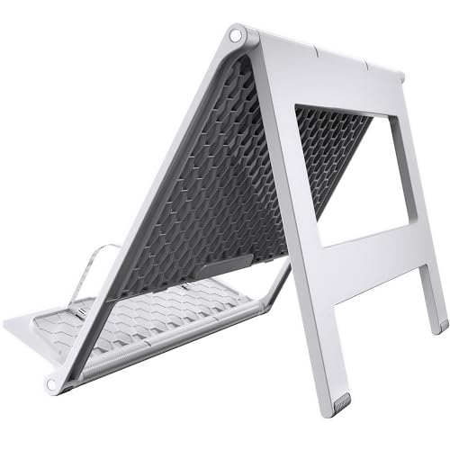 Readaeer Portable Book Stand Free Angle Adjustable Book Holder for Thick Textbook Collapsible Lightweight Book Rest (White) - color: White