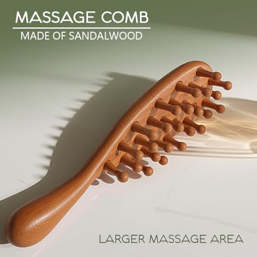 Wooden Scalp Massage Comb - Sandalwood Head Massager Tool, Gua Sha Brush for Women Men Hair Growth - size: long comb