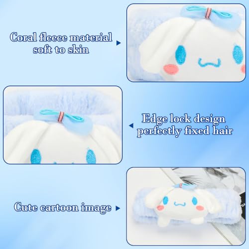 PERFECTSIGHT Kawaii Headband for Spa, Makeup, Washing Face, Party - 2 Pack Cute Hair Band for Shower Beauty Skincare, Soft Facial Headbands for Girls and Women (Purple+Blue) - color: Purple+Blue
