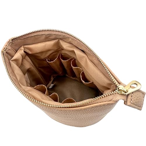 JAZD Convertible Travel Makeup Brush Bag, Stand-Up Brush Holder Pouch For Easy Access, Cosmetic Case Organizer (BEIGE) - color: BEIGE