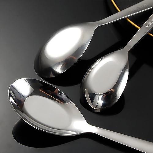 Ouliget Flat Head Spoons, Korean style Flat Sugar Spoon,Thick Heavy Stainless Steel Table Spoons Dinner Spoon,Set of 4. - size: 7.1 inches, Set of 4, Flat Head