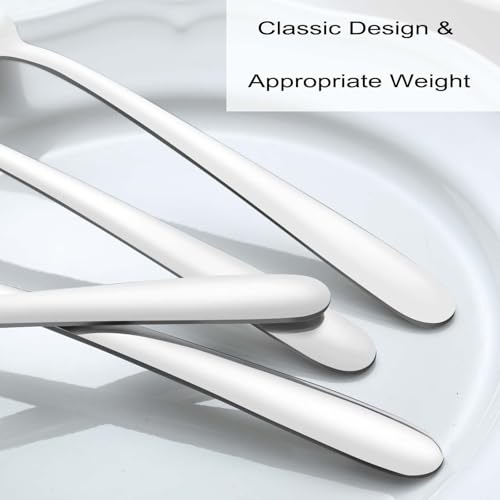 Pleafind Dinner Spoons - 24 Pcs 7.4 Inch Spoons Silverware, Stainless Steel Silverware Spoons, Silverware Spoon for Home, Kitchen, Restaurant, Mirror Polished & Dishwasher Safe - size: 24P 7.4'' Silver Dinner Spoons