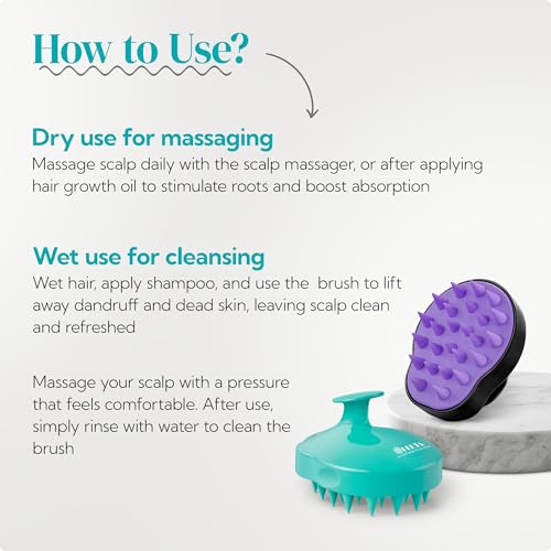 HEETA 2-Pack Large Scalp Massager Scrubber Shampoo Brush for Hair Growth - color: 01- Green & Black