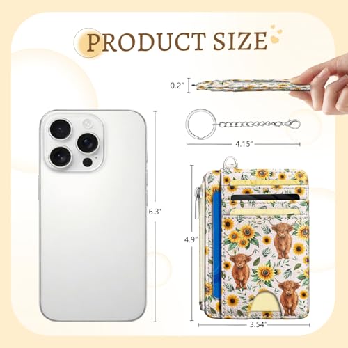 Kelvoris Credit Card Holder Small Wallet Women, Slim RFID, Highland Cow - color: Cow