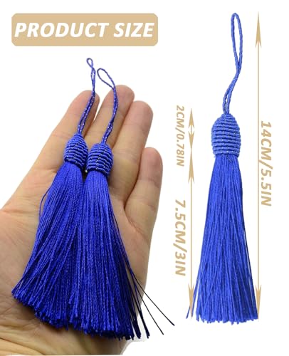 50 Pieces Tassel Bookmark with Loop,Tassels for Crafts,Decorative Tassel for Keychain Jewelry Making Curtain Blanket Graduation Decoration Wedding Favors (Royal Blue) - color: Royal Blue