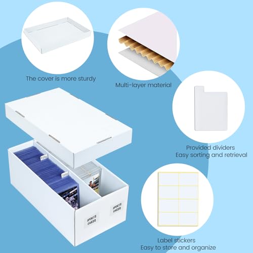 4 Pack Trading Card Storage Box - Holds 320 Top Loaders & 88 One Touch - Cardboard Case with Dividers for Sport Cards (2 Rows) - size: 2 Rows