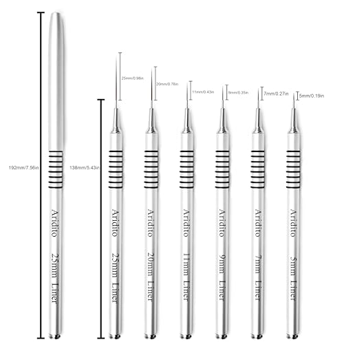 6Pcs Silver Metal Handle Nail Art Liner Brushes Set - color: Silver