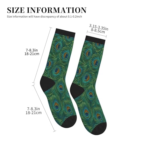 Crew Athletic Socks Funny Crazy Casual Sports Novelty Dress Socks for Women Men Running Hiking - color: Green Peacock