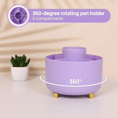 SKYDUE Purple Office Supplies Set with Pencil Holder for Desk,11 PCS - color: Purple
