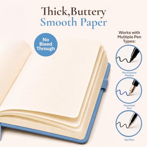 Lined Journal Notebook Hardcover Leather Bound 200 Pages A4 Blue Cute Diary - color: Blue, size: A4 200 Pages