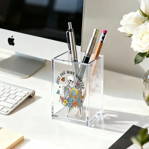 Just One More Chapter Halloween Acrylic Pen Pencil Holder for Desk - color: Transparent32