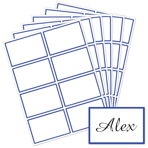 Starboling Name Tag Stickers, 200 Pcs 3"x2" Deep Blue Plain Stickers, Colorful Border, for Office, Meeting, School and Home - color: Deep Blue Rectangle