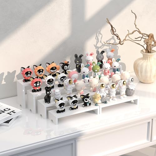 2 Set White Wood Tiered Riser Display Stands for Vendor Events,Stackable Wooden Cupcake Stand,Farmhouse Decor Wood Dessert Table Display Set,Vendor Booth Display Items,Food Display Risers for Party - color: White, size: 2 PACK