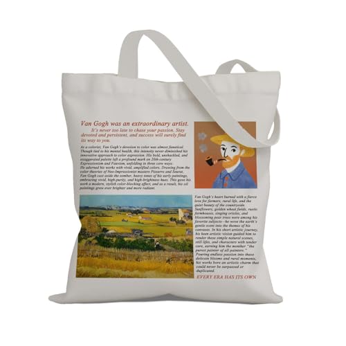 Art Canvas Tote Bag,Art Lovers Gifts,Aesthetic Tote Bag for Women. - color: White - Van Gogh 01