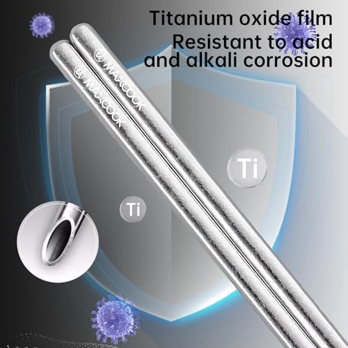 Pure Titanium Chopsticks 5 Pairs Metal Chopsticks Reusable - size: 5 Pairs of Colorful Tiatium Chopsticks