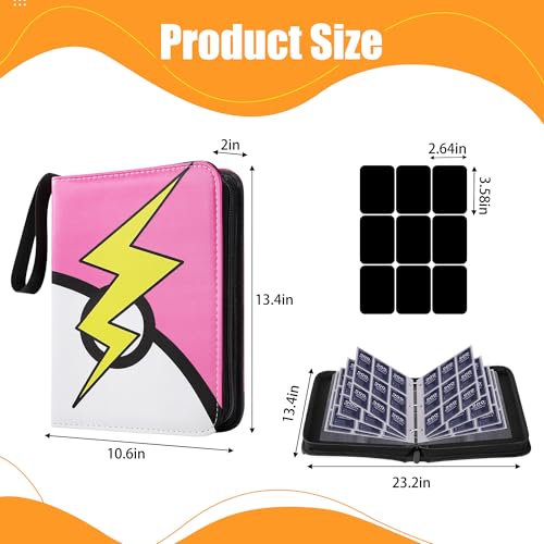 9 Pocket Trading Card Binder, Portable Card Collection for Standard Cards - color: B Pink-Lighting, size: 9-Pocket