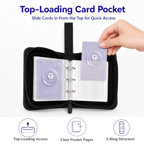 1 Pocket Card Binder with Zipper, 100 Pockets Mini Trading Card Album, Premium PU Leather Single Card Binder, Small Display Folder for TCG & Sports Cards - color: Black, size: 1-Pocket