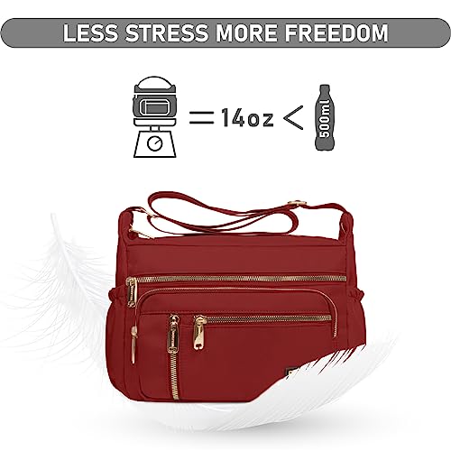 NPBAG Crossbody Bag for Women, Shoulder Purse Handbag Messenger Bag, Trendy Pocketbooks, Waterproof and Multi-Pockets - color: Red