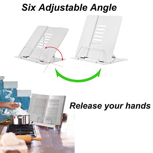MSDADA Desk Book Stand Metal Reading Rest Book Holder Cookbook Holder - color: White