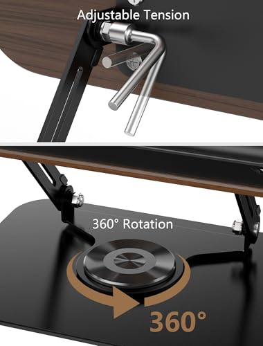 Book Stand for Reading, Adjustable Book Holder with 360° Rotating Base Foldable & Portable Cookbook Stand with Elastic Page Clip for Kindle Office Kitchen Recipe School Textbook Magazine Tablet Laptop