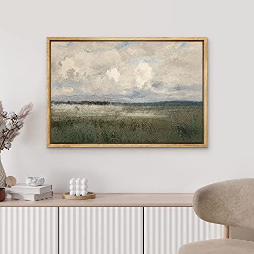 MUDECOR Framed Canvas Print Wall Art Pastel Watercolor Country Field Western Wall Art Nature Wilderness Illustrations Fine Art Landscape Multicolor for Living Room, Bedroom, Office - 16"" x24 Natural - color: A03-2306-slm09, size: 24"L x 16"W