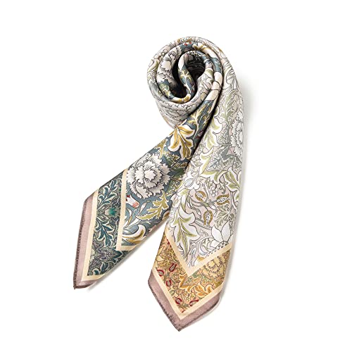 100% Mulberry Silk Scarf - 25.6" Square Neckerchief & Headscarf Gift Packed - color: Decor