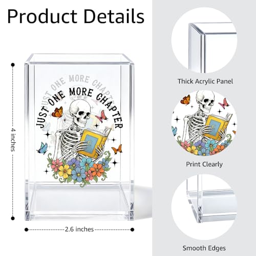 Just One More Chapter Halloween Acrylic Pen Pencil Holder for Desk - color: Transparent32