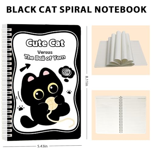 Black Cute Cat Stationery Set,School Supplies with Sticky Notes,Pencils