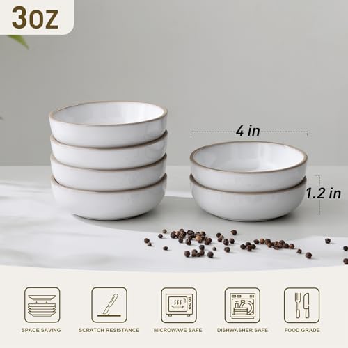 famiware Ceramic Soy Sauce Dish, 3oz Dipping Bowls Set of 6, Snowy White - color: Snowy White, style: Nature