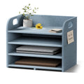 Fluxynara 4-Tier Felt File Organizer with Carry Handles, Coastal Haze - color: Coastal Haze