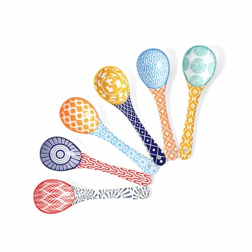 Selamica Ceramic Soup Spoons, 6.2 Inch Spoon Set of 6, Assorted Colors - size: 6.2 Inch, style: Assorted Colors