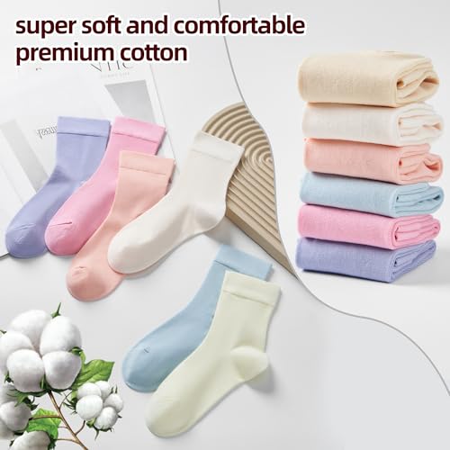 ATBITER Women Thin Cotton Crew Socks,Ankle Bootie Casual Dress Socks 6Pairs - color: 6 Pairs 6mix, size: 9-11