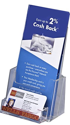 Clear-Ad - Acrylic Trifold Brochure Holder with Business Card Pocket - Rack Card Display - Pamphlet Stand - LHF-P100 (Pack of 30) - size: 30 Pack