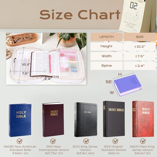 XKDOUS Bible Cover for Women Bible Bag Kit Church Book Holder Carrying Case - color: Red Bow