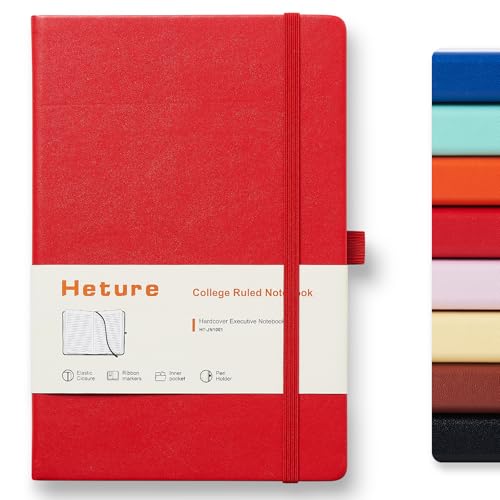 Heture Hardcover Notebooks, A5 Lined Journals Notebook for Writing 160 Pages, 8.2 x 5.5 inch, Red Colors Classic Ruled Notebooks for College/Work/Travel (Red, 1 Pack) - color: Red, size: 1 Pack