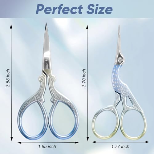 AQUEENLY Embroidery Scissors 2 Pcs Small Sewing Scissors Sharp Stainless Steel 3.6 Inches for Artwork, Threading, Needlework, Crochet - color: Blue Green