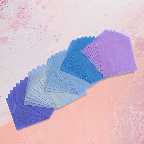 Natural Fiber Mulberry Paper Sheets 6 x 6 Inches, 50 PCS Handmade Craft Paper for Origami, Scrapbooking, Card Making, DIY Decoration, Mixed Media Art (Pastel Color, 6x6 Inch) - color: Pastel Color, size: 6 x 6 inches