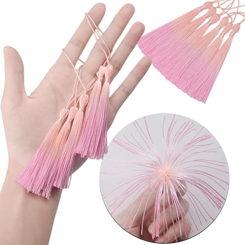 50Pcs 5 Inch Bulk Bookmark Tassel Kit for Graduation, Keychain(Nude Pink) - color: Nude&pink