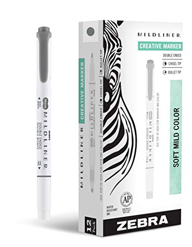 Zebra Pen MILDLINER No Bleed Highlighter, Dark Gray Color, Dual Tip, 12-Pk - color: Dark Gray