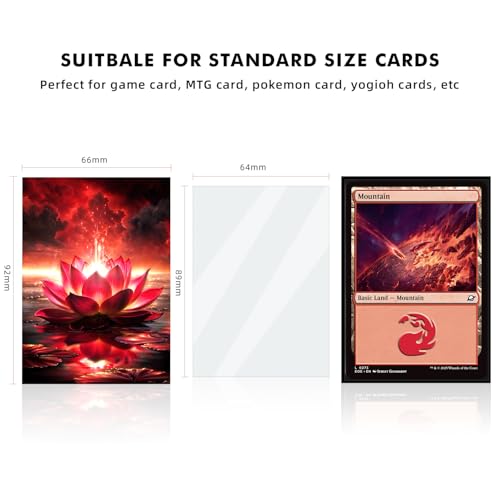 Katomula 100 MTG Card Sleeves with 100 Inner Sleeve, Textured Back Art Sleeves, Fit Standard Size Cards- Mountain Lotus - color: Mountain Lotus