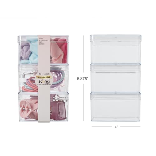 Scunci by Conair 82 piece hair accessory kit - hair accessories for women - claw clips - includes stackable storage - color: Pastel