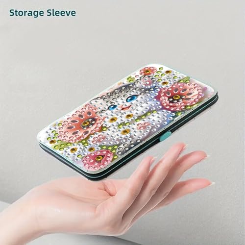 F-CANLAN Kitten Floral Diamond Painting Manicure Kit Nail Storage Case - color: White