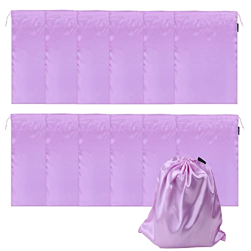GONGKANGYUAN 12 Pcs Satin Wig Bags with Drawstring Satin Bag for Packaging Hair Extensions Wigs Soft Silk Pouches Hair Tools Storage Bags for Home and Salon (Violets) - color: Violets