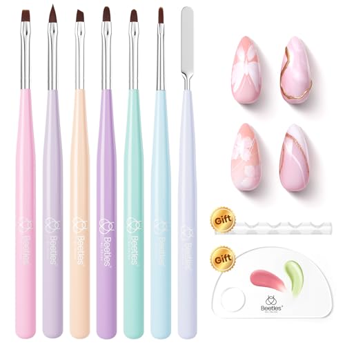 Beetles Nail Art Brushes Set,7Pcs Nail Art Tools Fingernail Art Design Pens - color: D-Multicolor-7