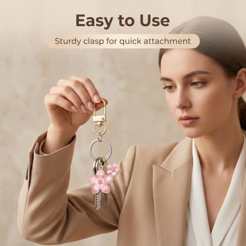9Pcs Daisy Flower Keychains Gold Alloy Lobster Clasp Bag Charms for Handbags Backpacks Car Keys Women Accessories Set - color: 3-pink