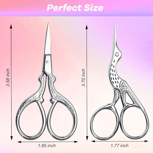 AQUEENLY Embroidery Scissors 2 Pcs Small Sewing Scissors Sharp Stainless Steel 3.6 Inches for Artwork, Crochet, Needlework, Threading, Silver - color: Silver