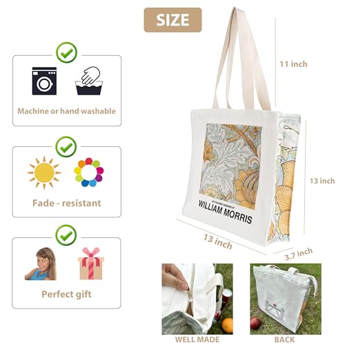 Canvas Tote Bag For Women With Zipper, Durable Portable Reusable Tote Canvas Bag, Tote Bag Aesthetic - color: Morris a